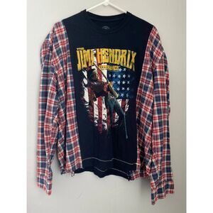 Jimi Hendrix Upcycled Flannel Shirt. Reworked Flannel.